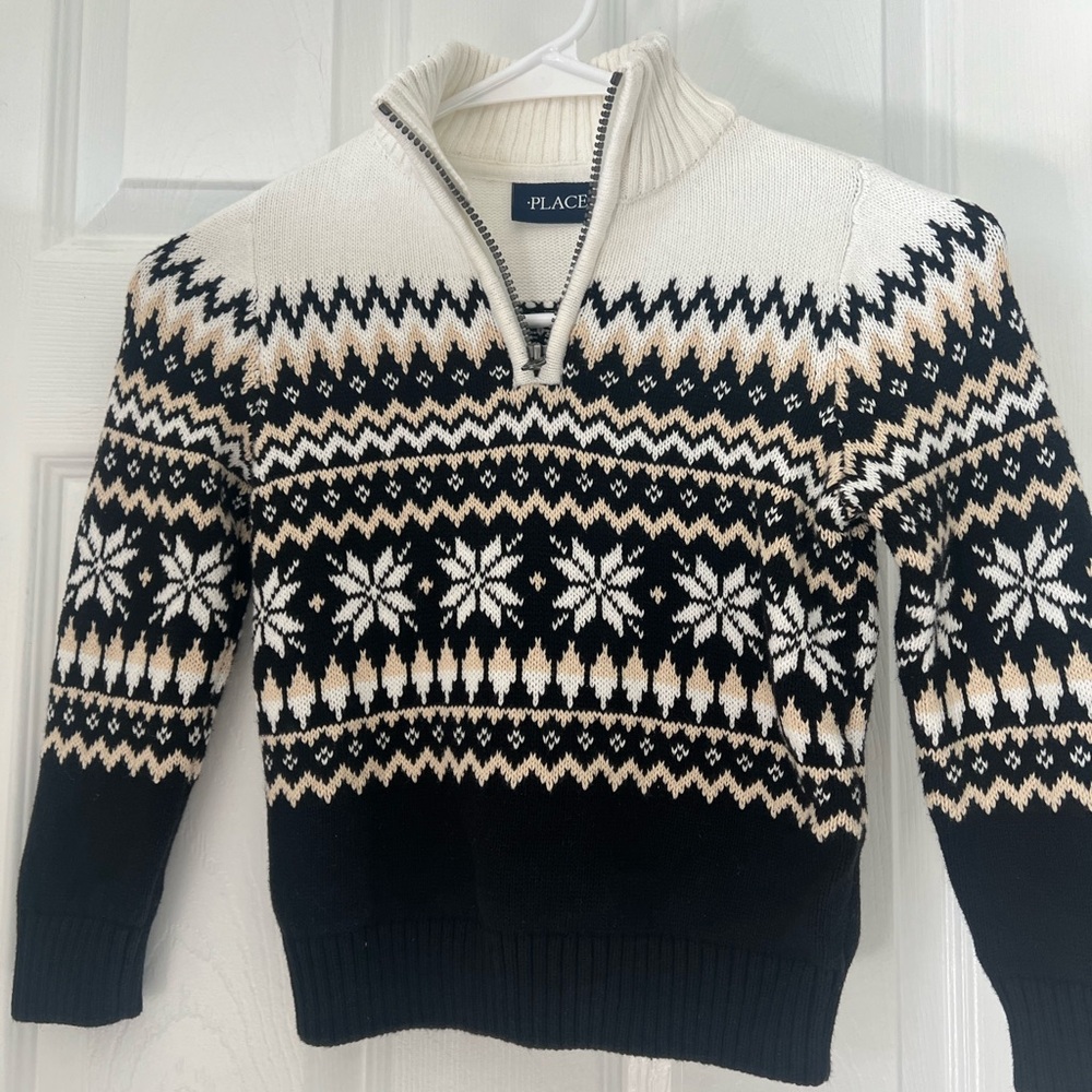 Place Black and White  boy Zip-Up Sweater